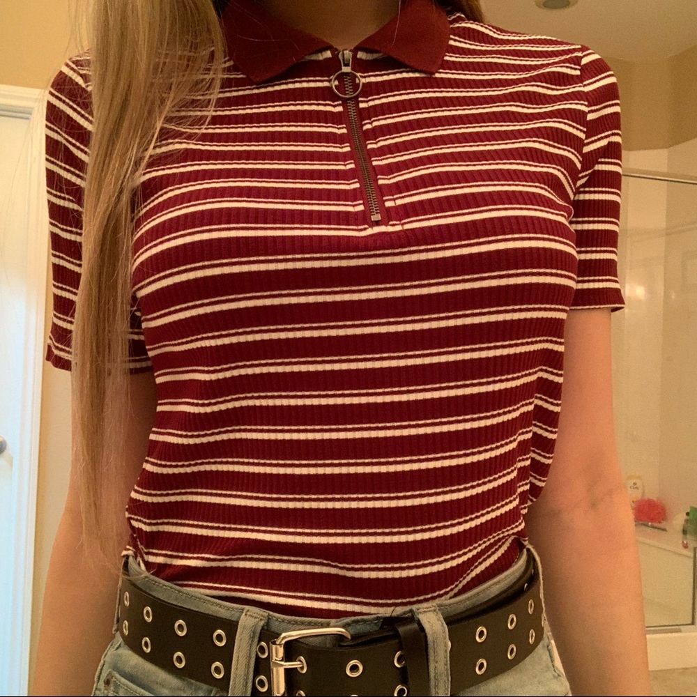 NWT tillys striped collar tee